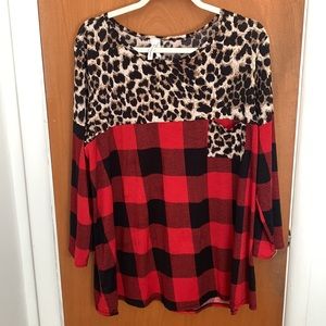 3/4 Sleeve Paid & Cheetah Print Tunic